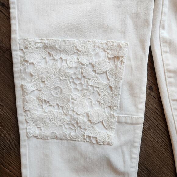 CHICO'S White So Slimming Girlfriend PATCHWORK Ankle Jeans Small - Picture 1 of 10